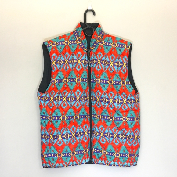 Starter Brand Vintage Wild 90's Pattern Reversible Black Vest L/XL - Picture 4 of 5